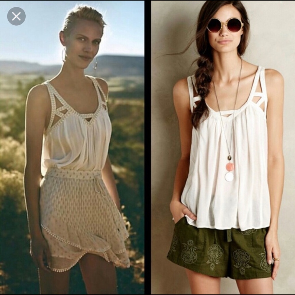 ANTHROPOLOGIE Vanessa Virginia Cut Out Gauze Top